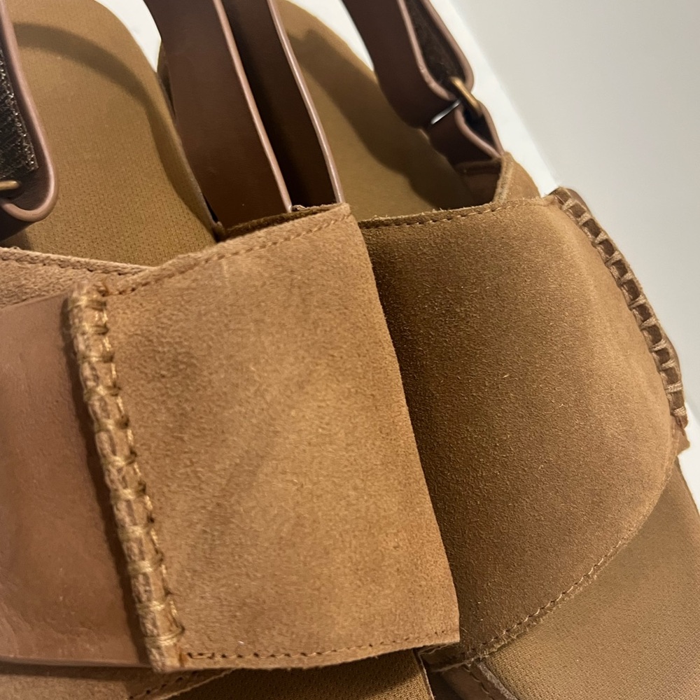 UGG Tan Suede Sandals with Contoured Footbed - Picture 7 of 14